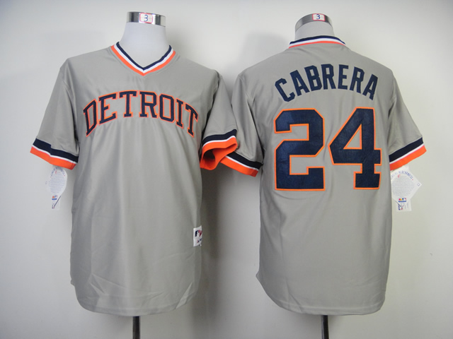 Men Detroit Tigers #24 Cabrera Grey Throwback 1984 MLB Jerseys
